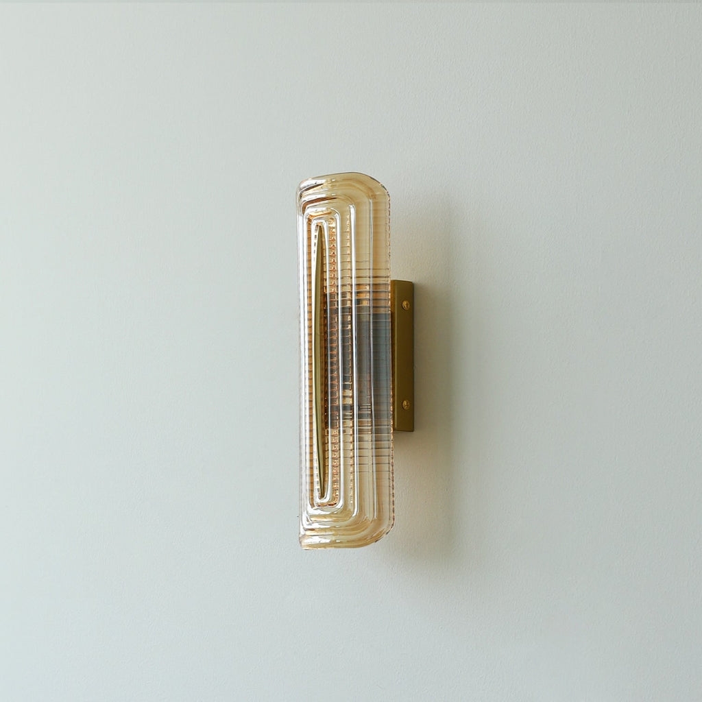 Wall Sconce Lighting with Brass Accent and Ribbed Glass Shade - Image 3