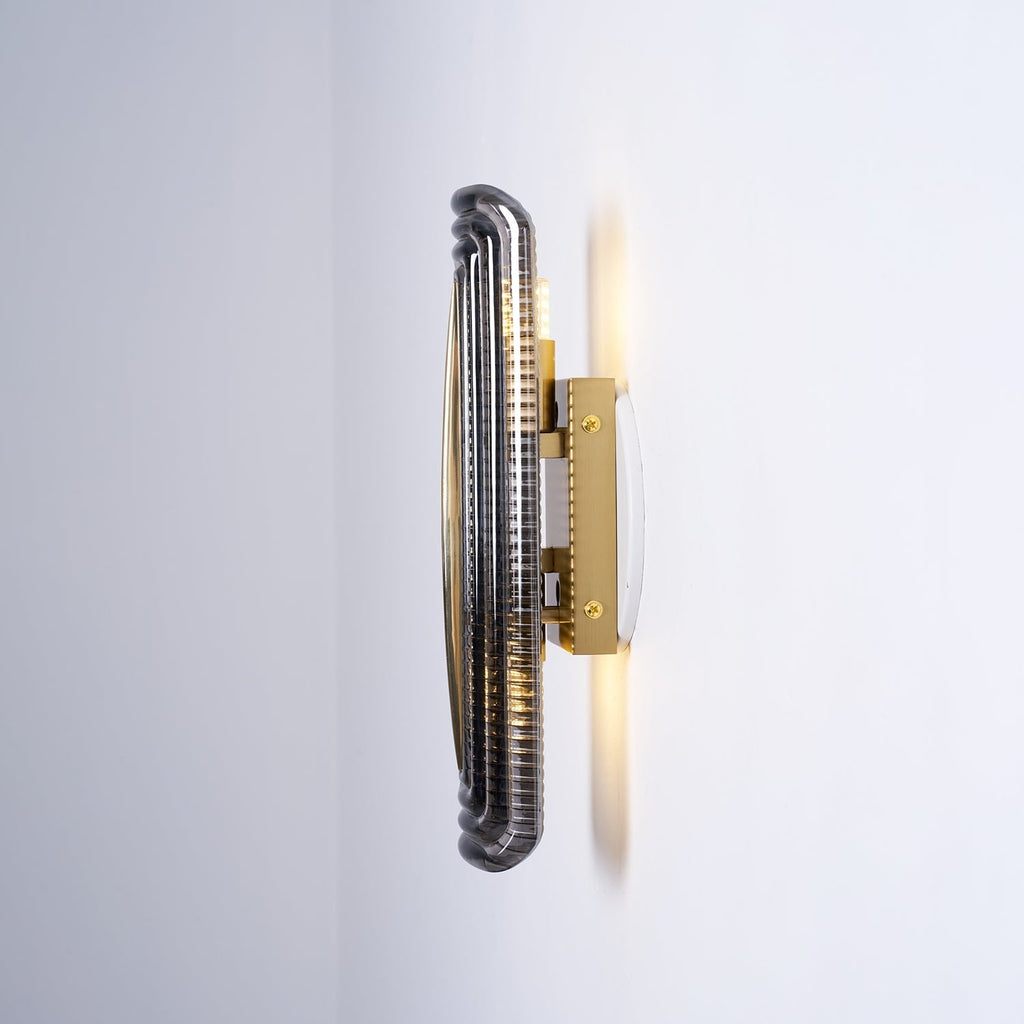 Wall Sconce Lighting with Brass Accent and Ribbed Glass Shade - Image 35