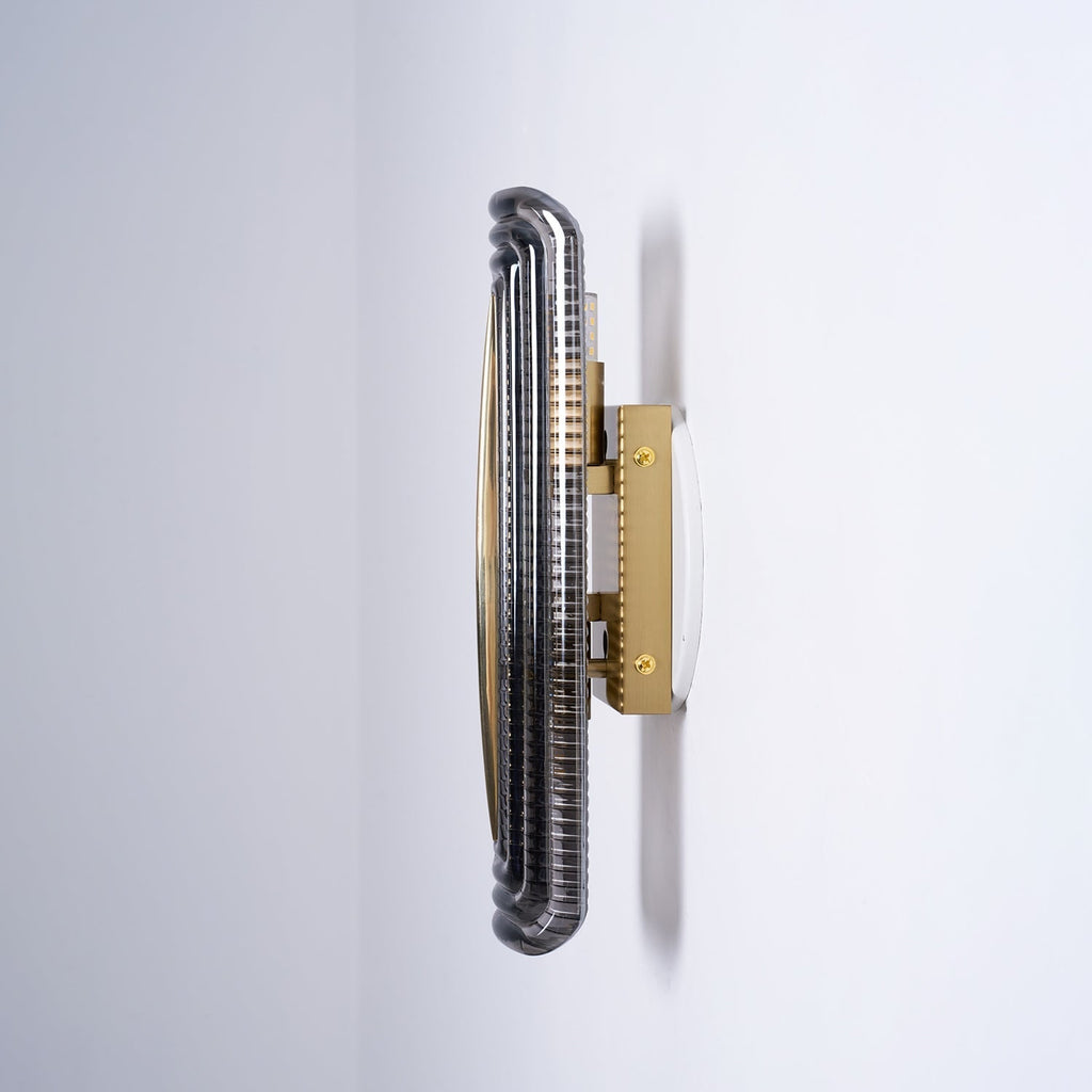 Wall Sconce Lighting with Brass Accent and Ribbed Glass Shade - Image 36