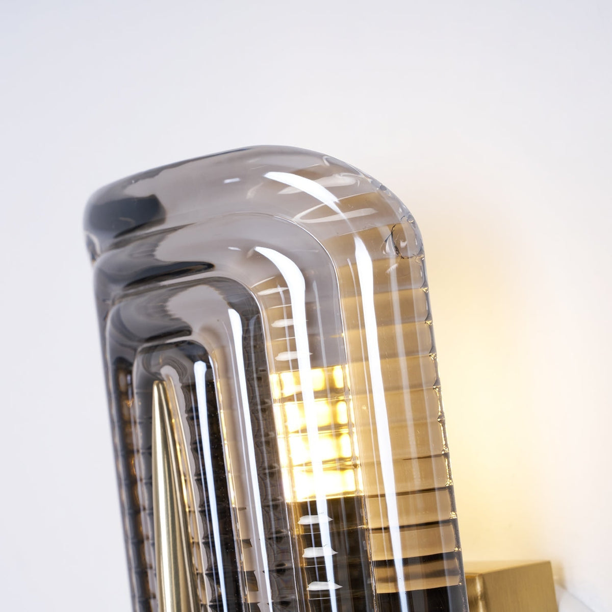 Wall Sconce Lighting with Brass Accent and Ribbed Glass Shade - Image 37