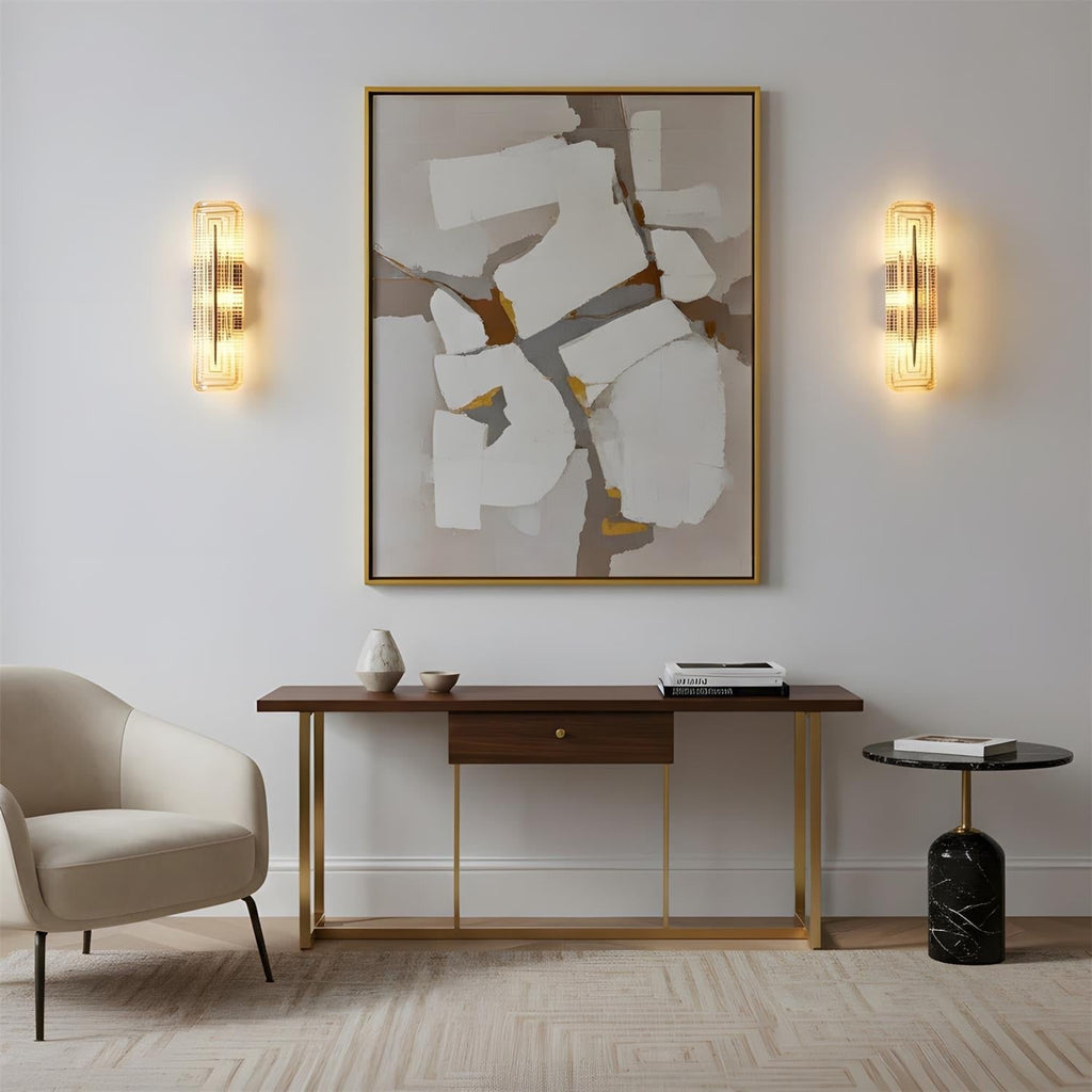 Wall Sconce Lighting with Brass Accent and Ribbed Glass Shade - Image 8