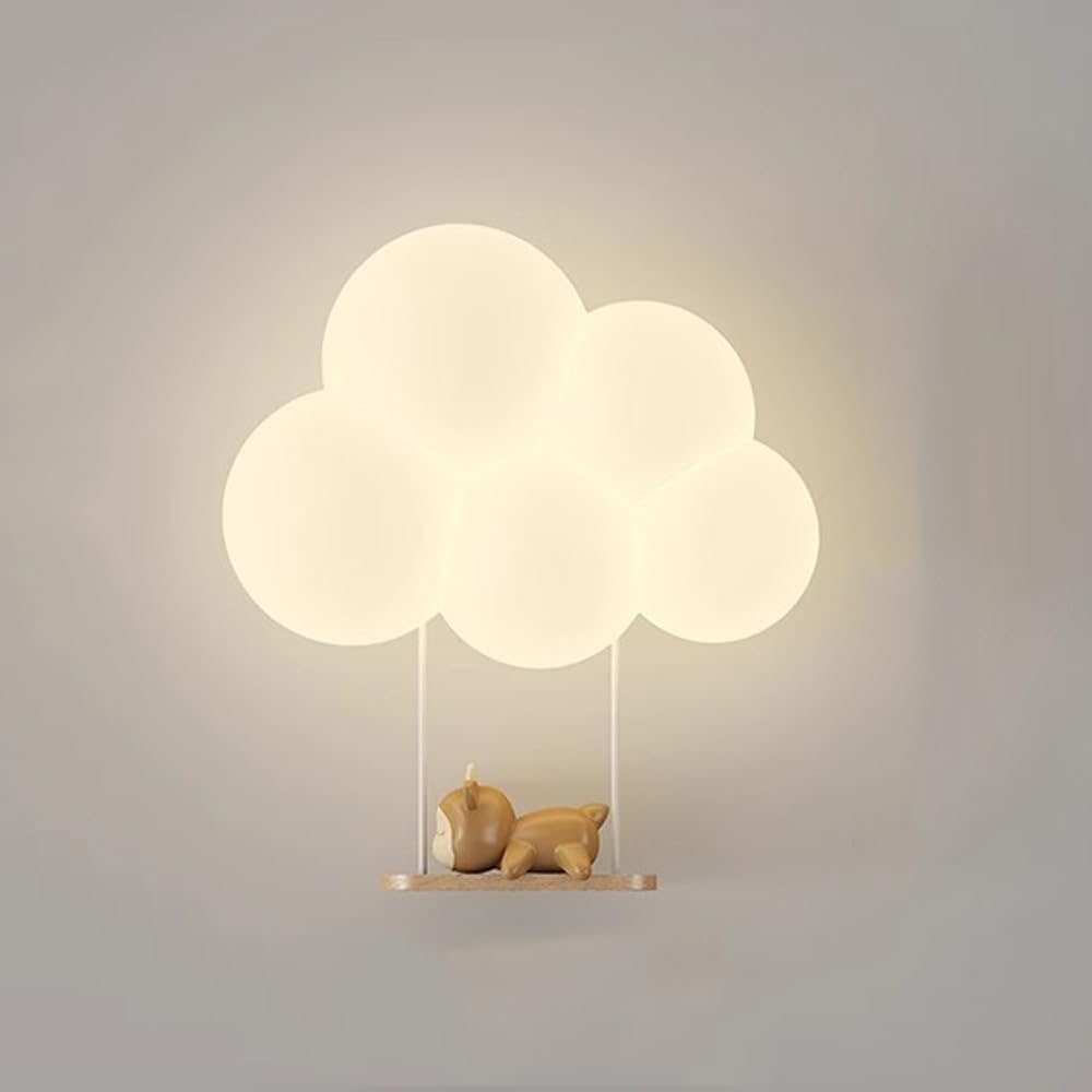 Wall Sconce Lighting with Cloud-Shaped LED and Decorative Animal Figure - Image 1