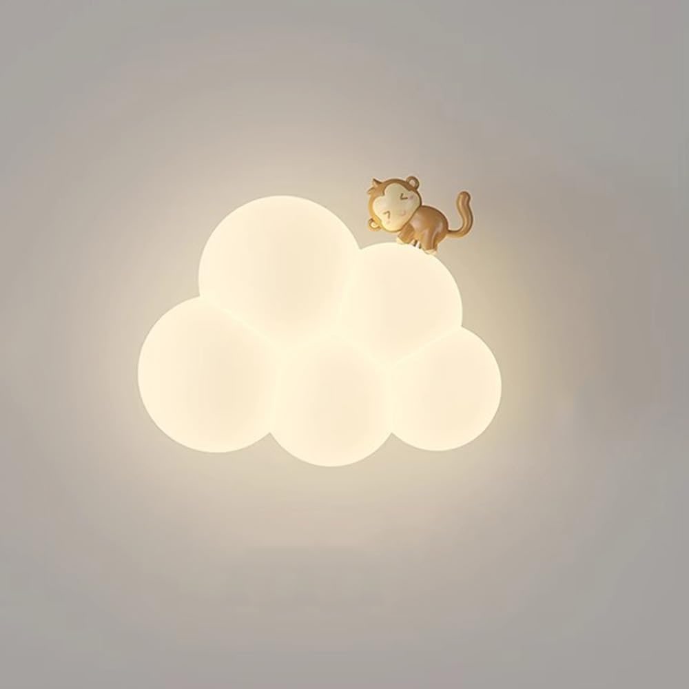 Wall Sconce Lighting with Cloud-Shaped LED and Decorative Animal Figure - Image 3