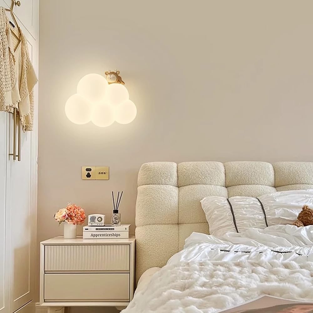 Wall Sconce Lighting with Cloud-Shaped LED and Decorative Animal Figure - Image 6
