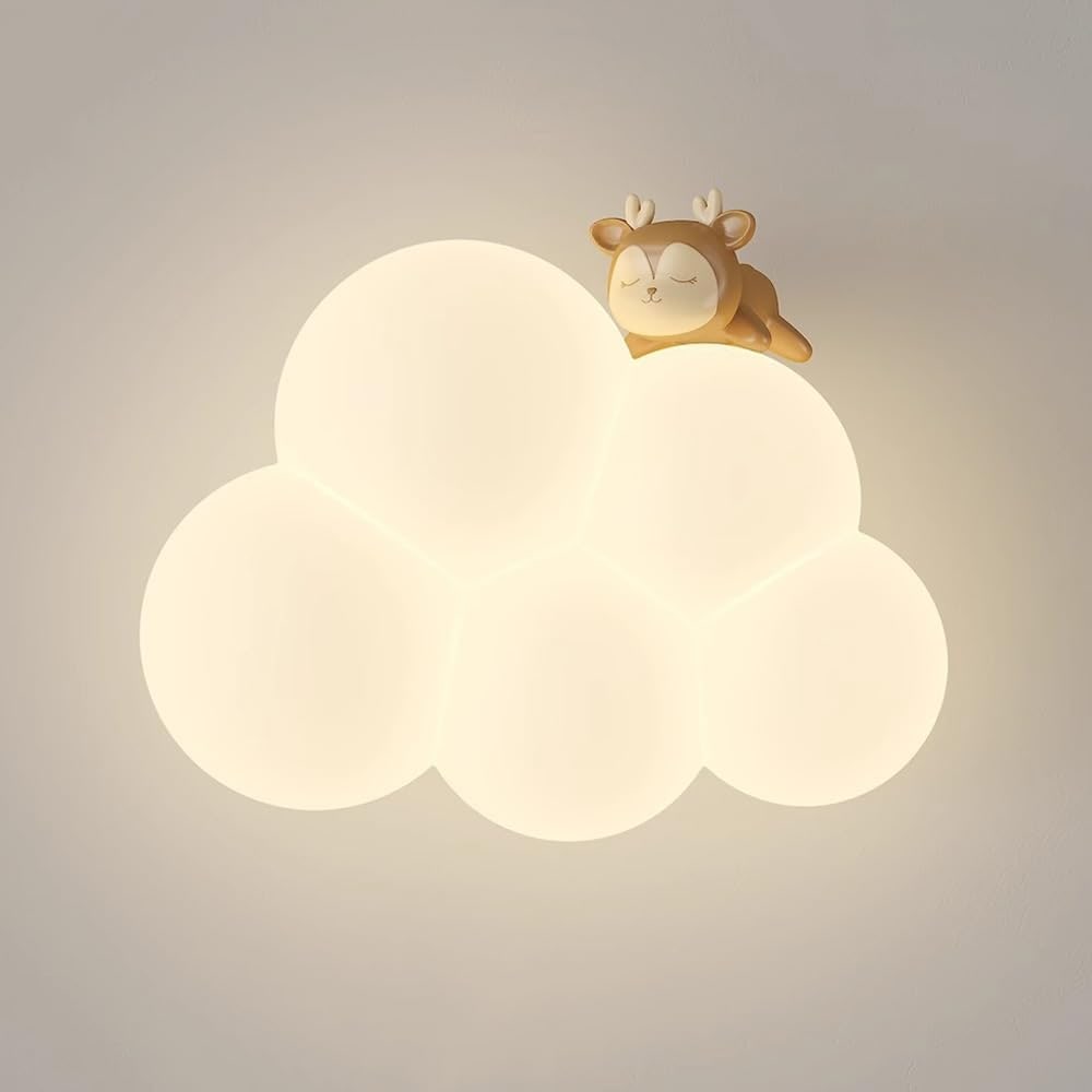 Wall Sconce Lighting with Cloud-Shaped LED and Decorative Animal Figure - Image 8