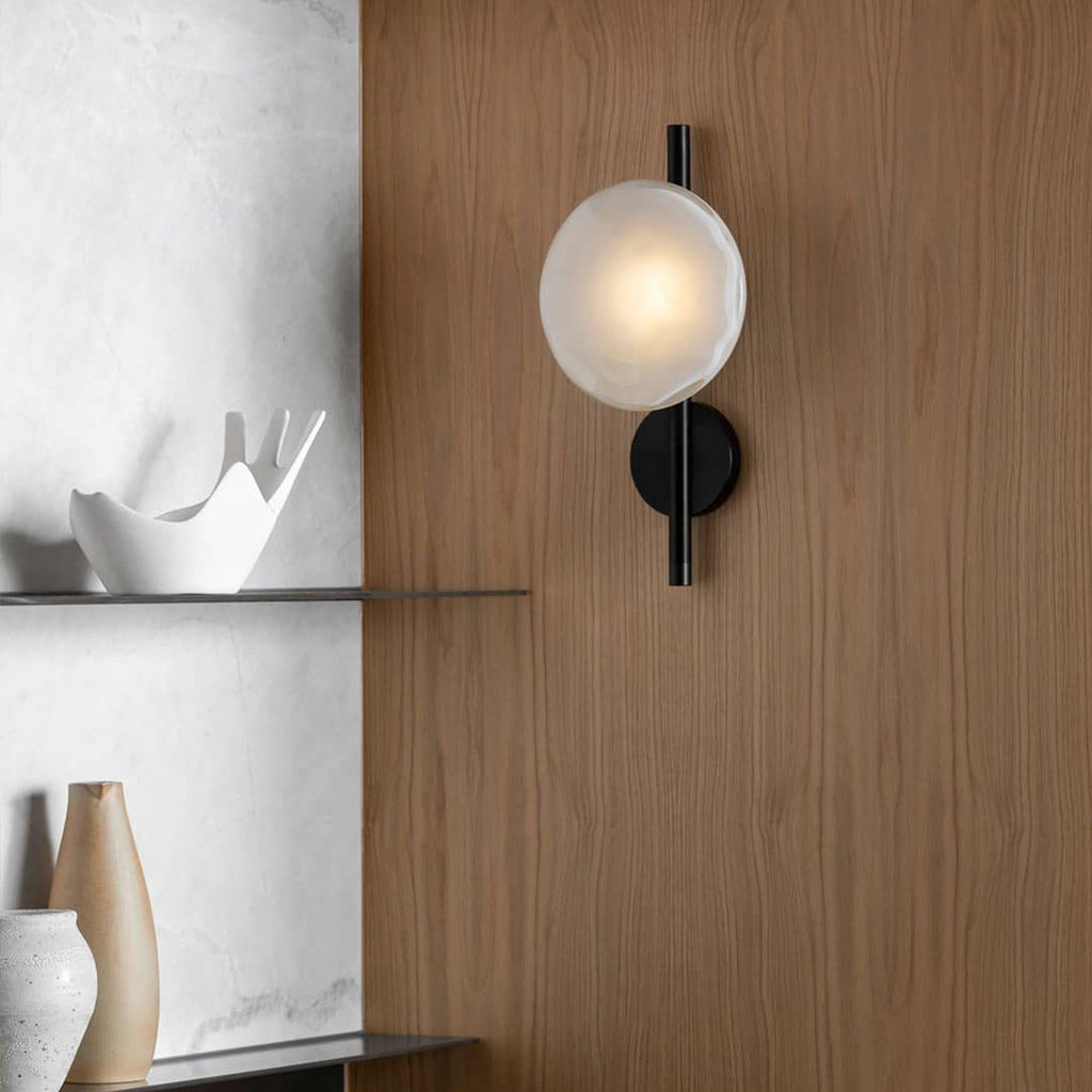 Wall Sconce Lighting with Textured Glass and Wave-Inspired Design - Image 10