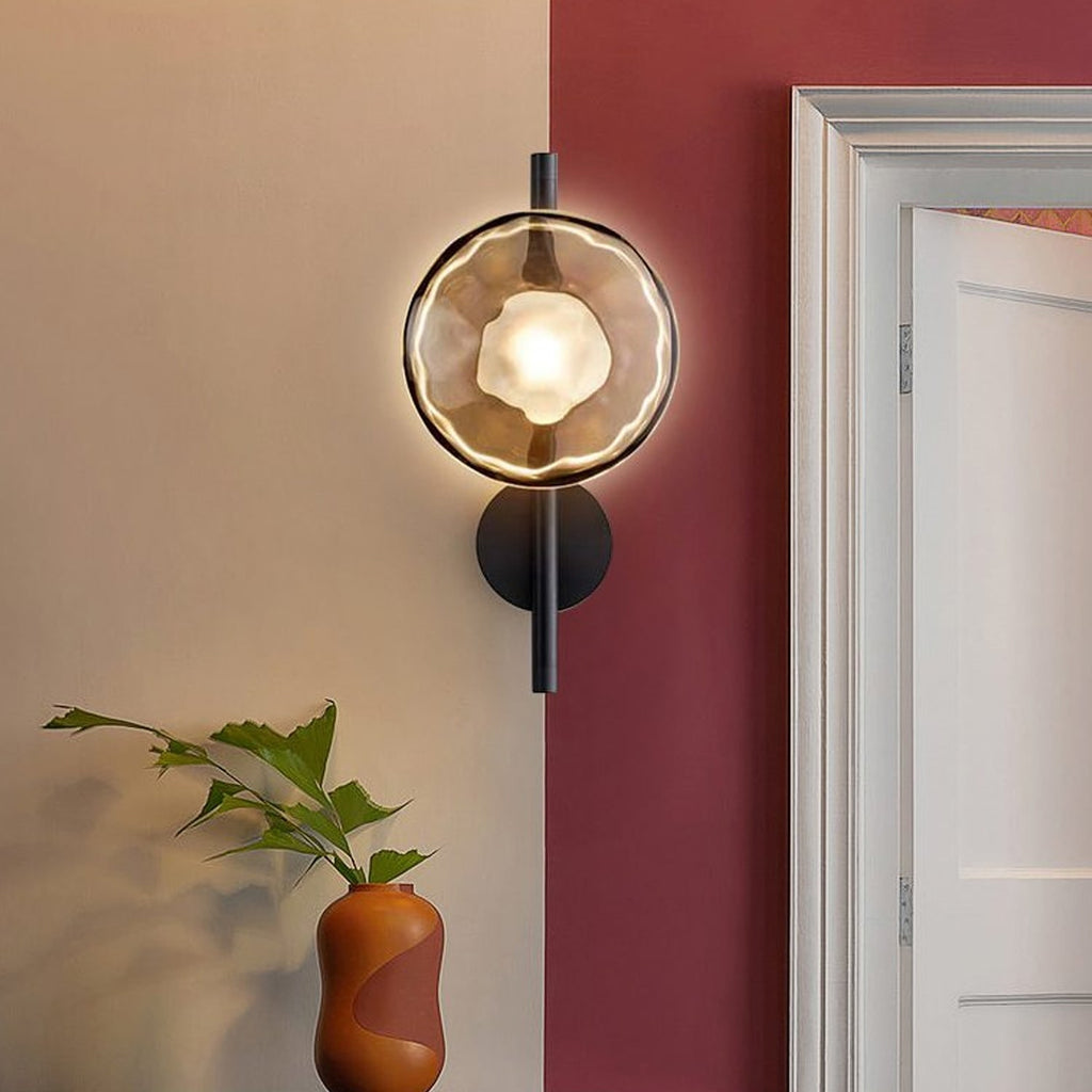 Wall Sconce Lighting with Textured Glass and Wave-Inspired Design - Image 2
