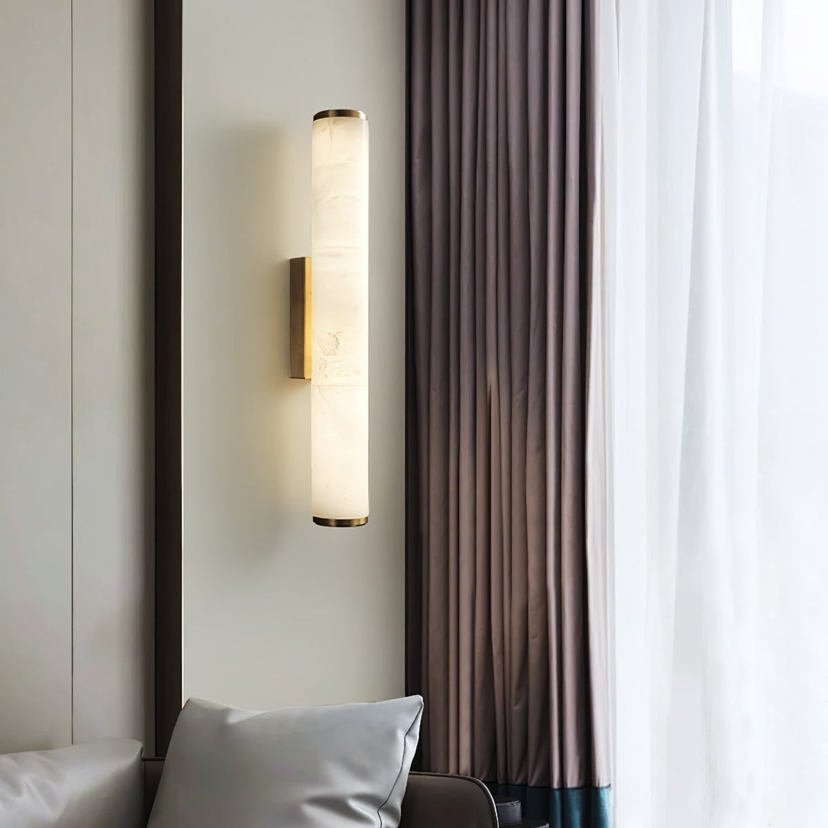 Wall Sconce Lighting with Translucent Marble Shade and Hardwired LED - Image 2