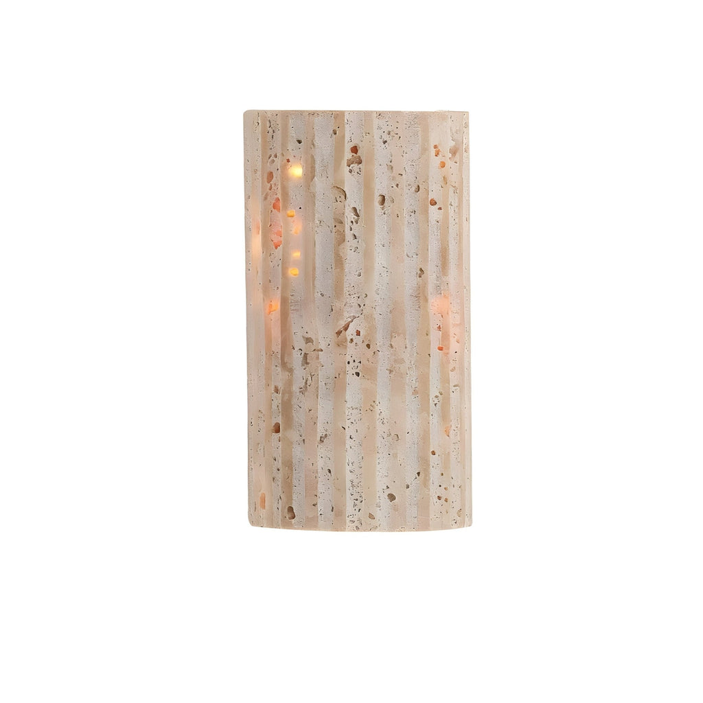 Wall Sconce Lighting with Travertine Stone Fluted Shade and Contemporary Design - Image 6