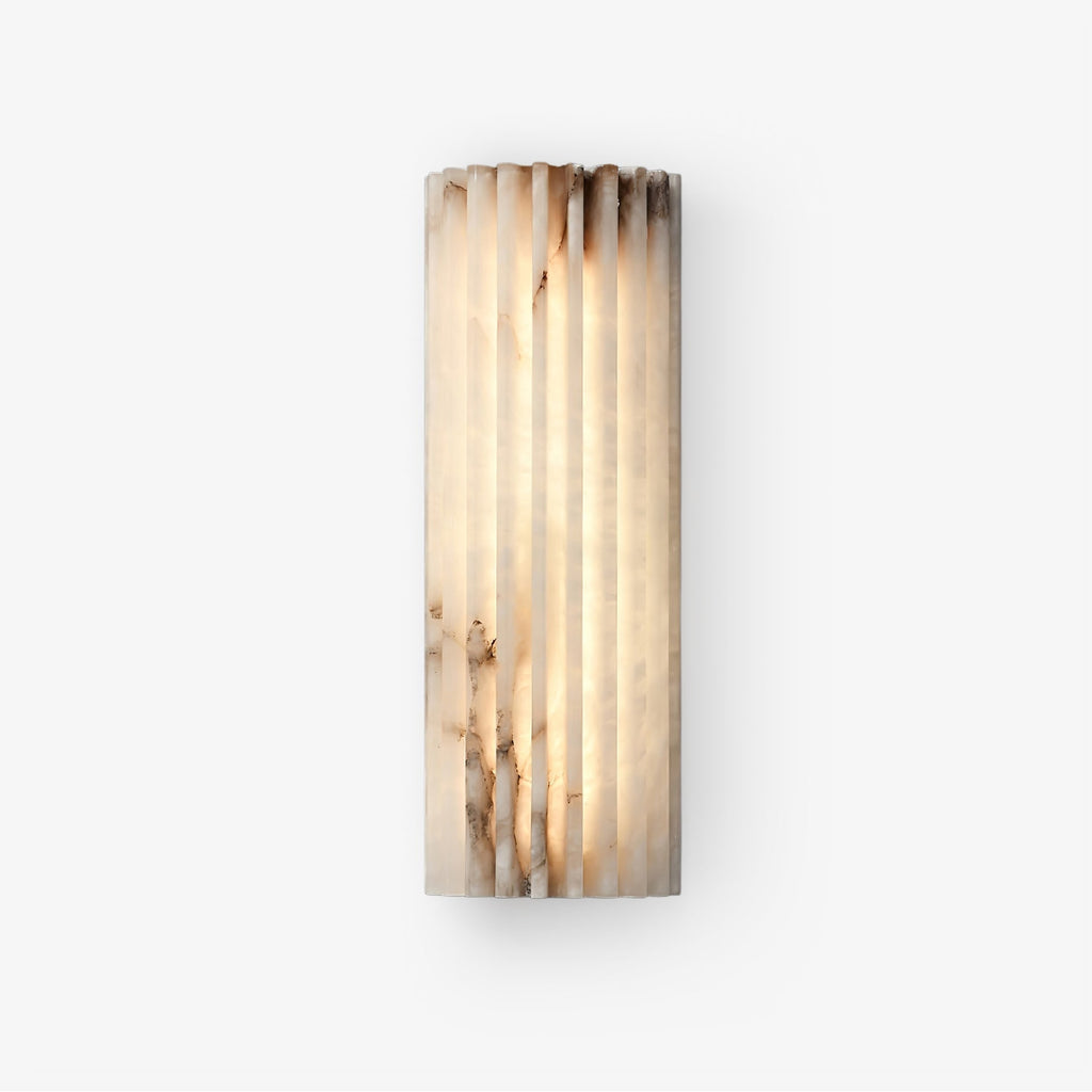 Wall Sconce Natural Alabaster Stone and Vertical Fluted Design - Image 1