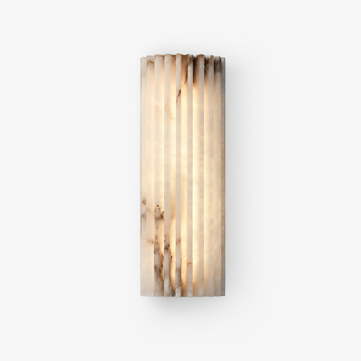 Wall Sconce Natural Alabaster Stone and Vertical Fluted Design - Image 1
