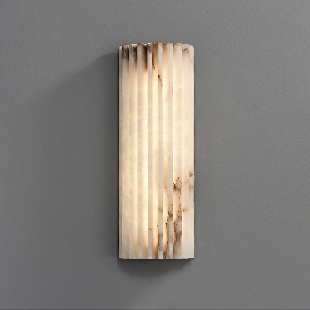 Wall Sconce Natural Alabaster Stone and Vertical Fluted Design - Image 15