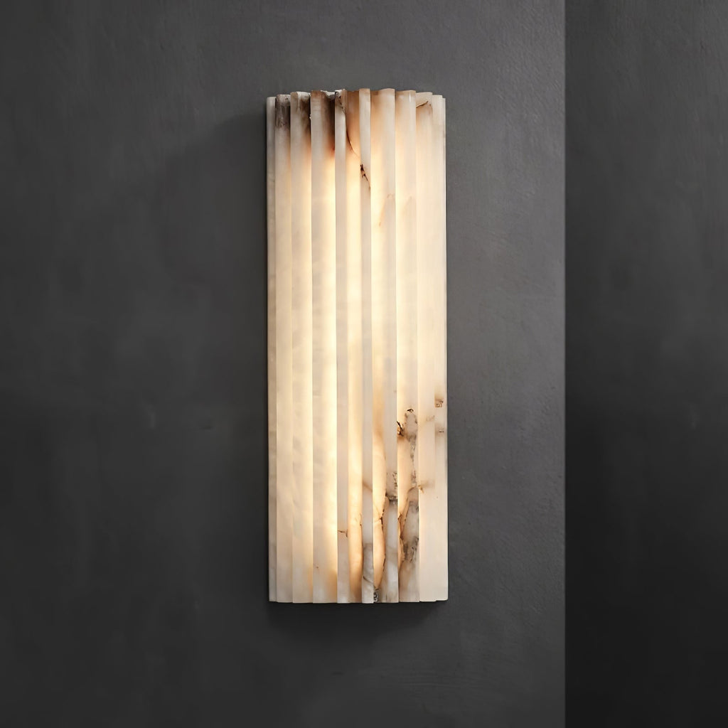 Wall Sconce Natural Alabaster Stone and Vertical Fluted Design - Image 18
