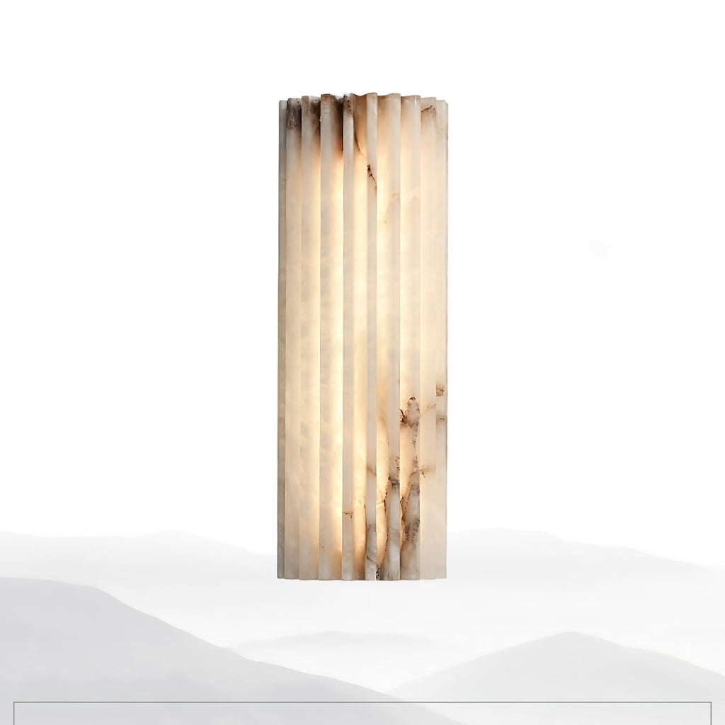 Wall Sconce Natural Alabaster Stone and Vertical Fluted Design - Image 19
