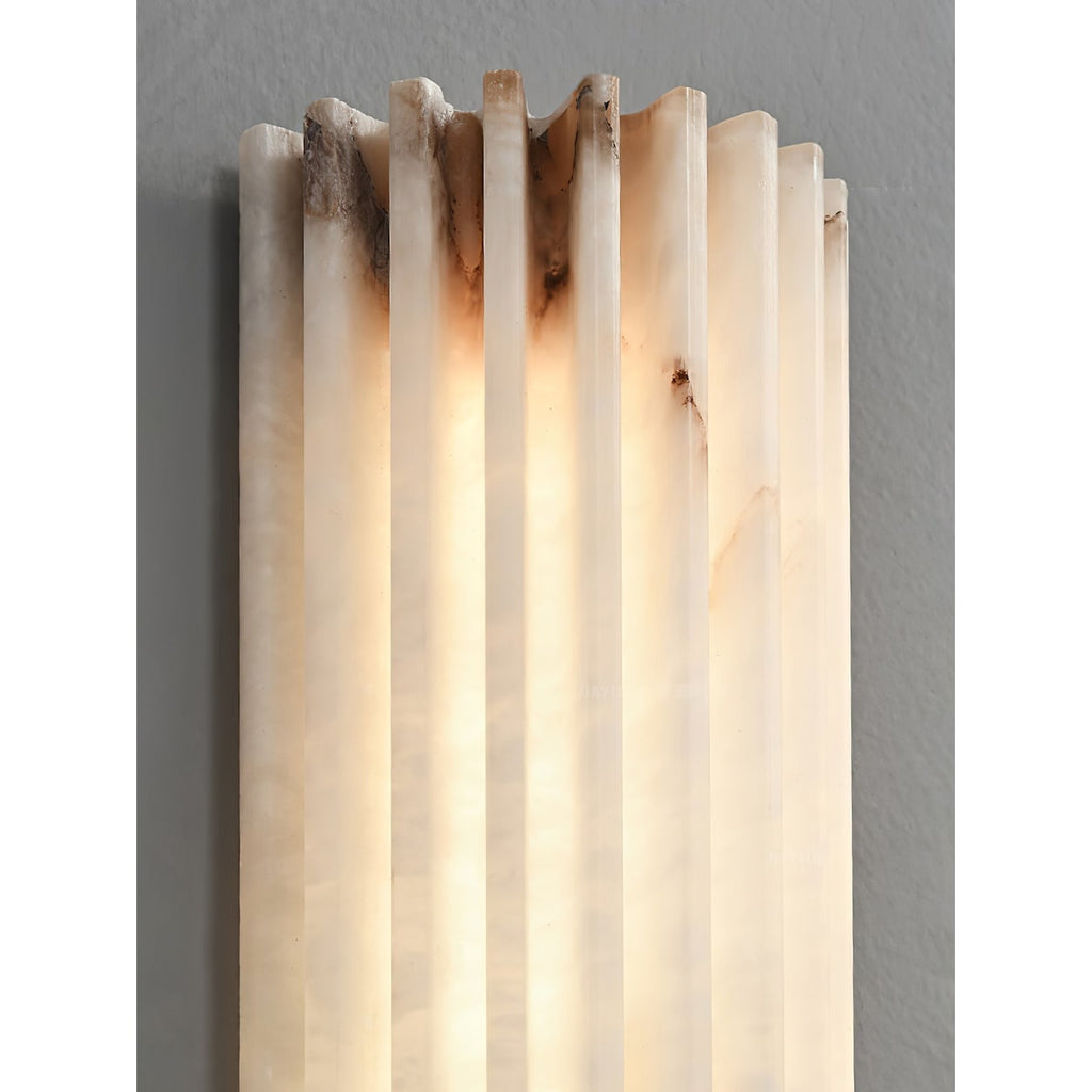 Wall Sconce Natural Alabaster Stone and Vertical Fluted Design - Image 23