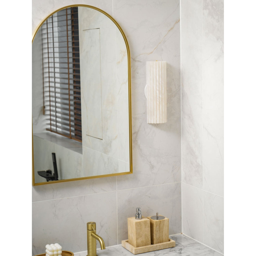 Wall Sconce Natural Alabaster Stone and Vertical Fluted Design - Image 25