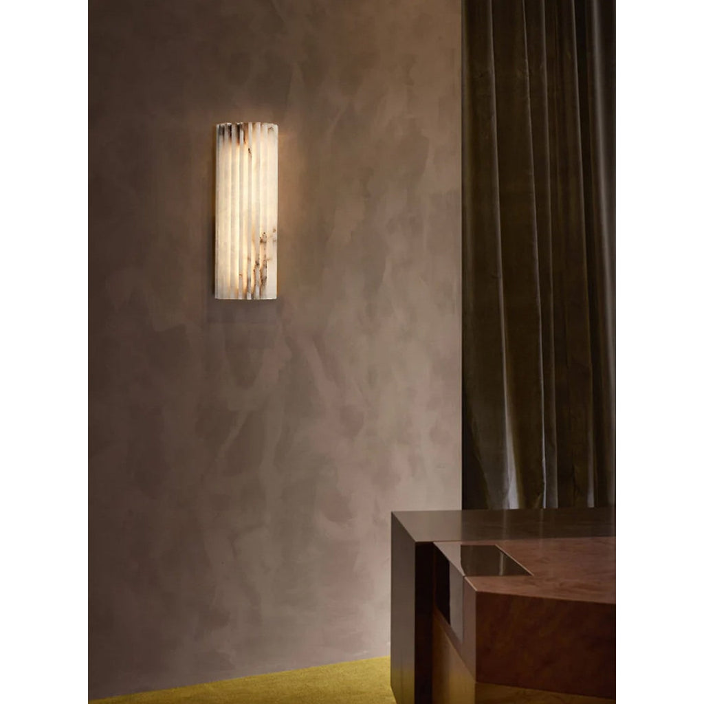 Wall Sconce Natural Alabaster Stone and Vertical Fluted Design - Image 30