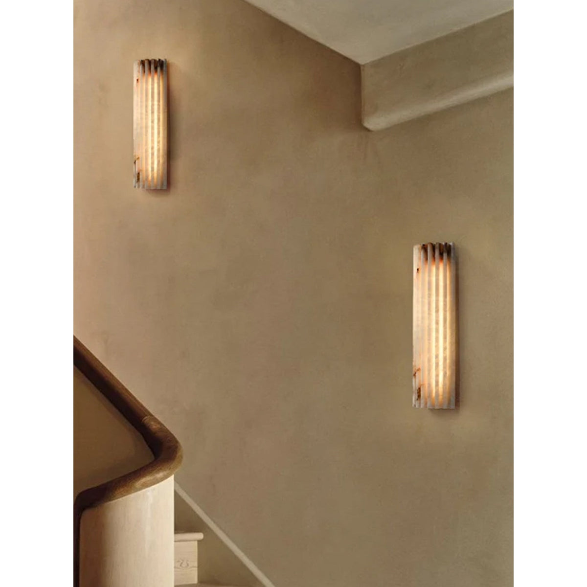 Wall Sconce Natural Alabaster Stone and Vertical Fluted Design - Image 32