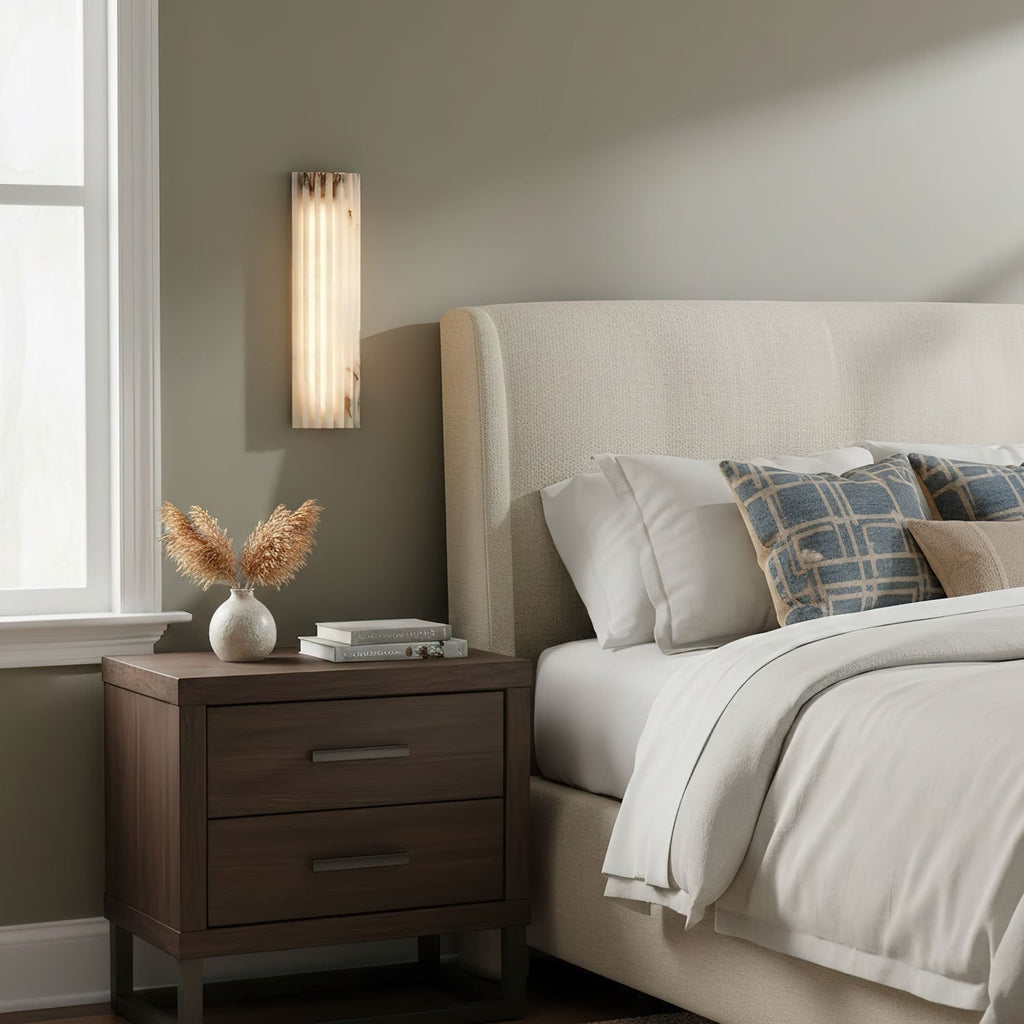 Wall Sconce Natural Alabaster Stone and Vertical Fluted Design - Image 33