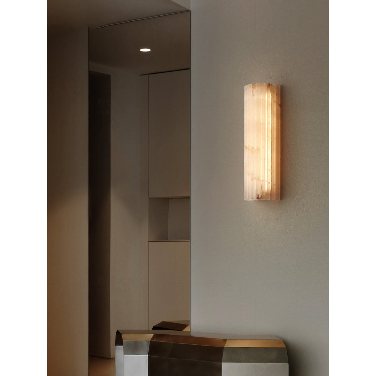 Wall Sconce Natural Alabaster Stone and Vertical Fluted Design - Image 35