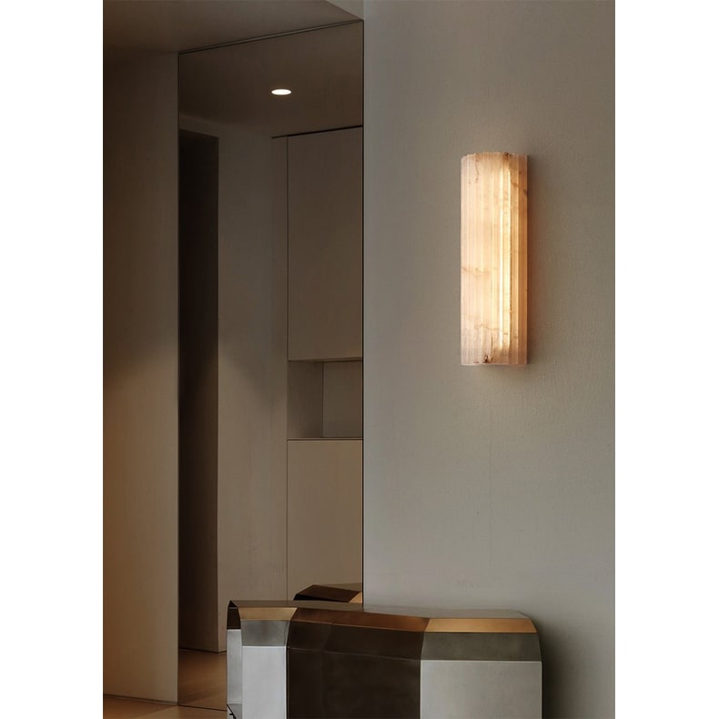 Wall Sconce Natural Alabaster Stone and Vertical Fluted Design - Image 36