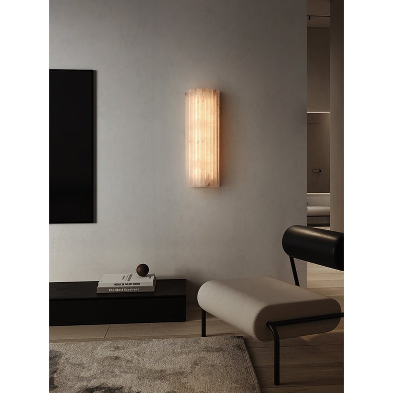 Wall Sconce Natural Alabaster Stone and Vertical Fluted Design - Image 37