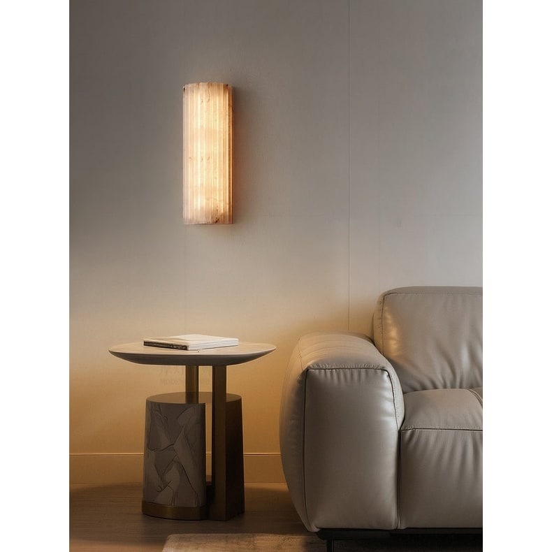 Wall Sconce Natural Alabaster Stone and Vertical Fluted Design - Image 38