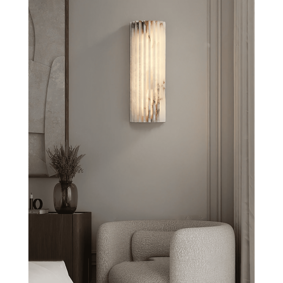 Wall Sconce Natural Alabaster Stone and Vertical Fluted Design - Image 40