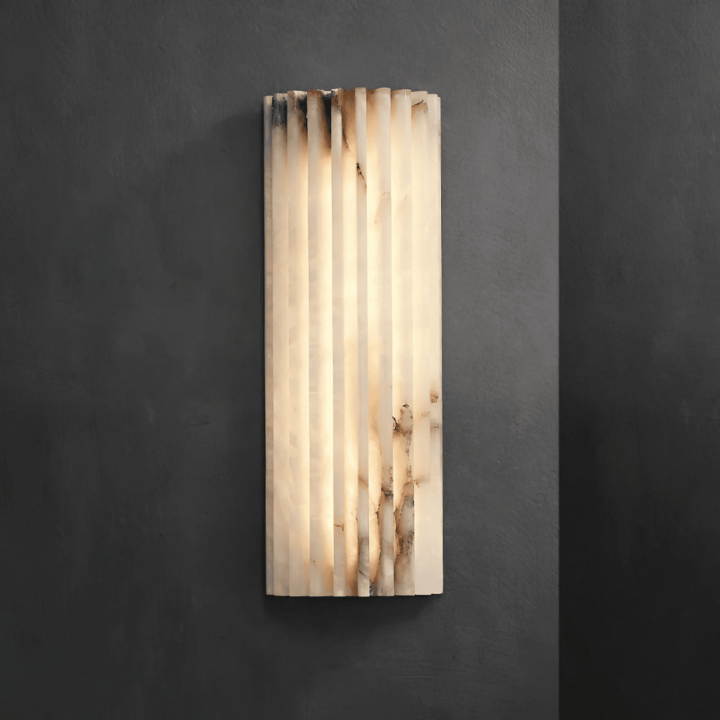 Wall Sconce Natural Alabaster Stone and Vertical Fluted Design - Image 41