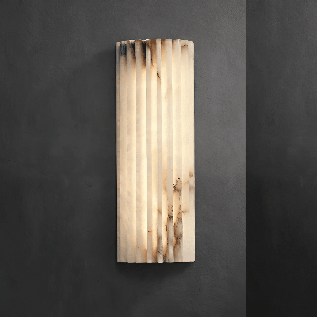 Wall Sconce Natural Alabaster Stone and Vertical Fluted Design - Image 41