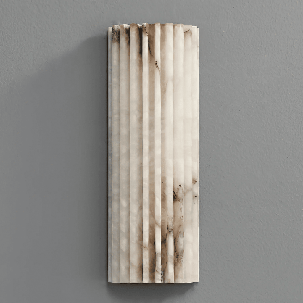 Wall Sconce Natural Alabaster Stone and Vertical Fluted Design - Image 42