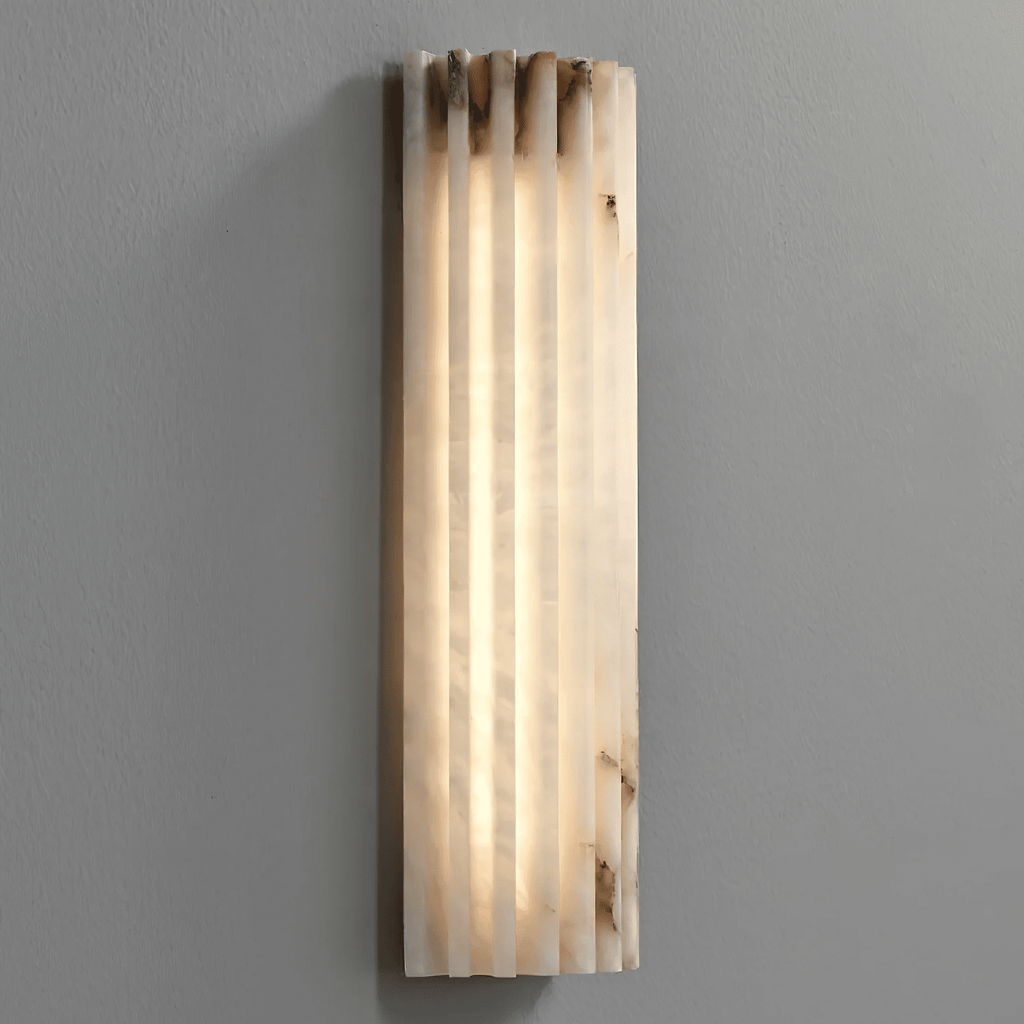 Wall Sconce Natural Alabaster Stone and Vertical Fluted Design - Image 44
