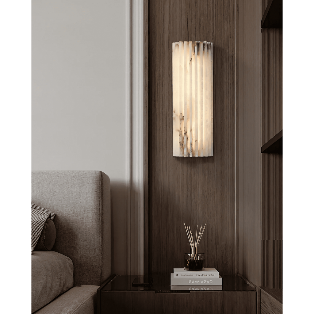 Wall Sconce Natural Alabaster Stone and Vertical Fluted Design - Image 45