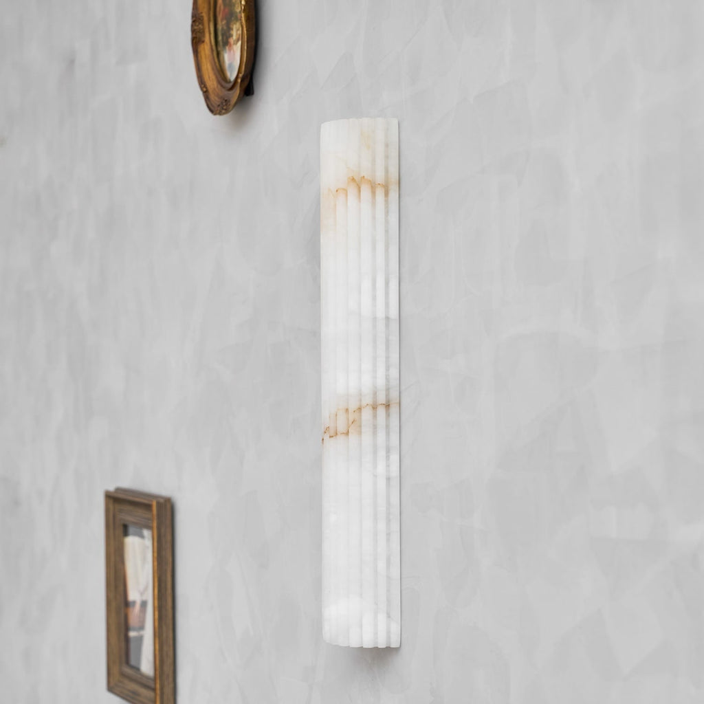 Wall Sconce Natural Alabaster Stone and Vertical Fluted Design - Image 47