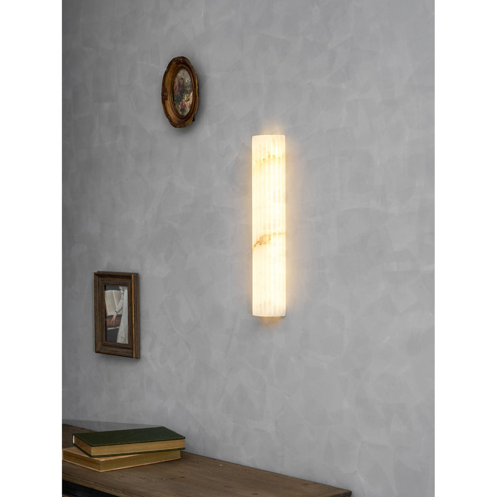 Wall Sconce Natural Alabaster Stone and Vertical Fluted Design - Image 48