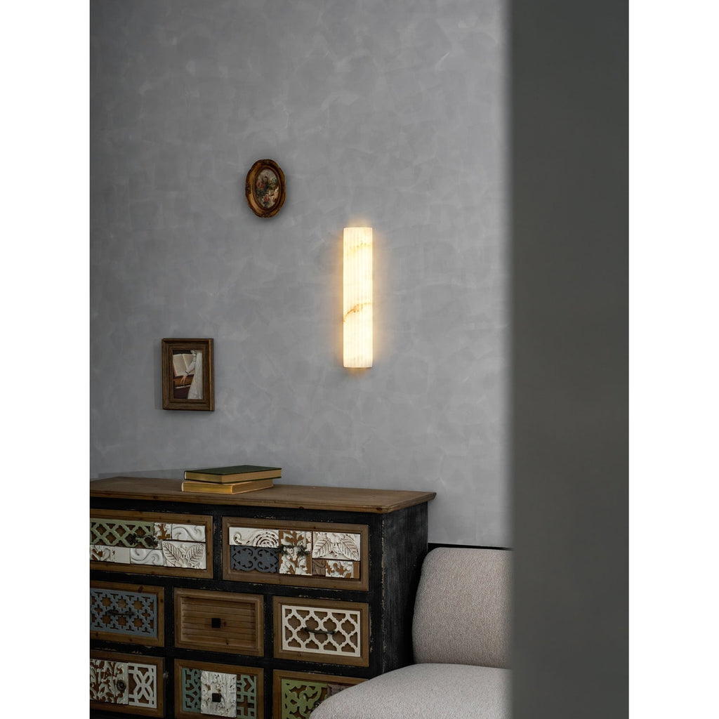 Wall Sconce Natural Alabaster Stone and Vertical Fluted Design - Image 50