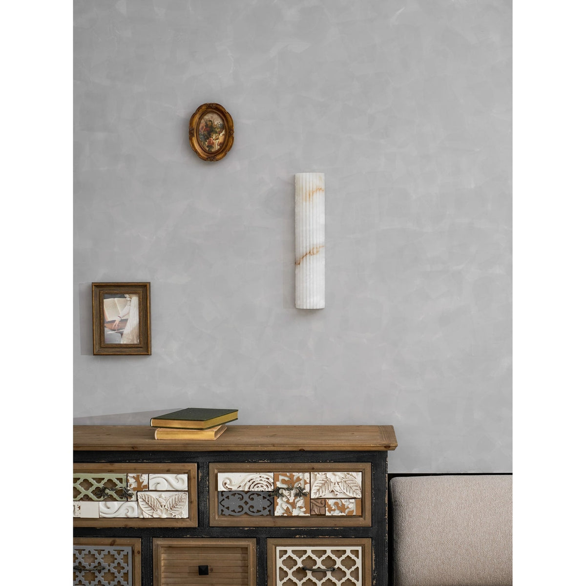 Wall Sconce Natural Alabaster Stone and Vertical Fluted Design - Image 55