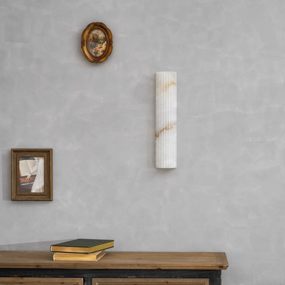 Wall Sconce Natural Alabaster Stone and Vertical Fluted Design - Image 56