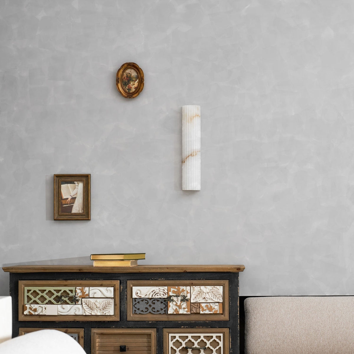 Wall Sconce Natural Alabaster Stone and Vertical Fluted Design - Image 57