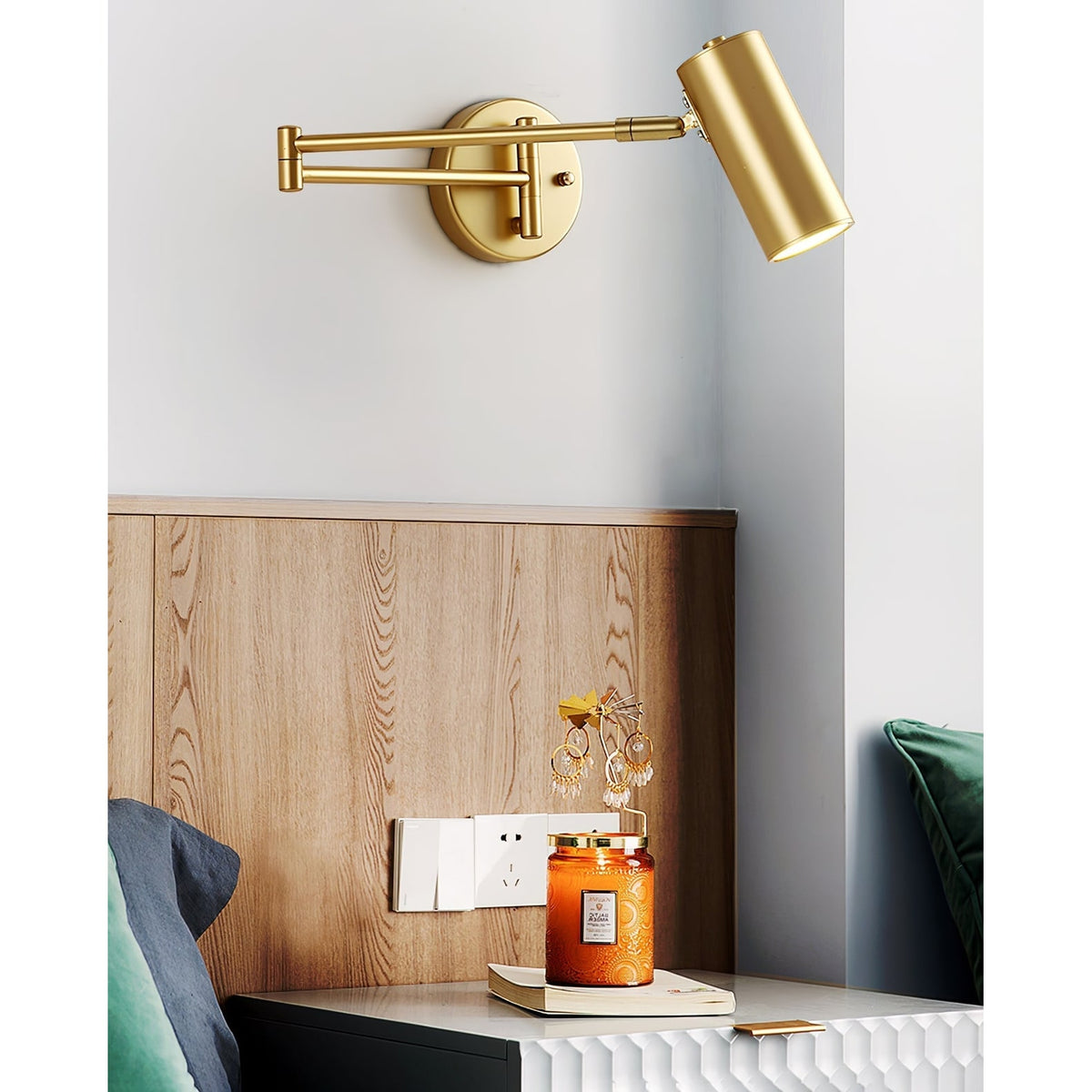 Wall Sconce with Adjustable Swing Arm and Cylindrical Shade LED Light - Image 16