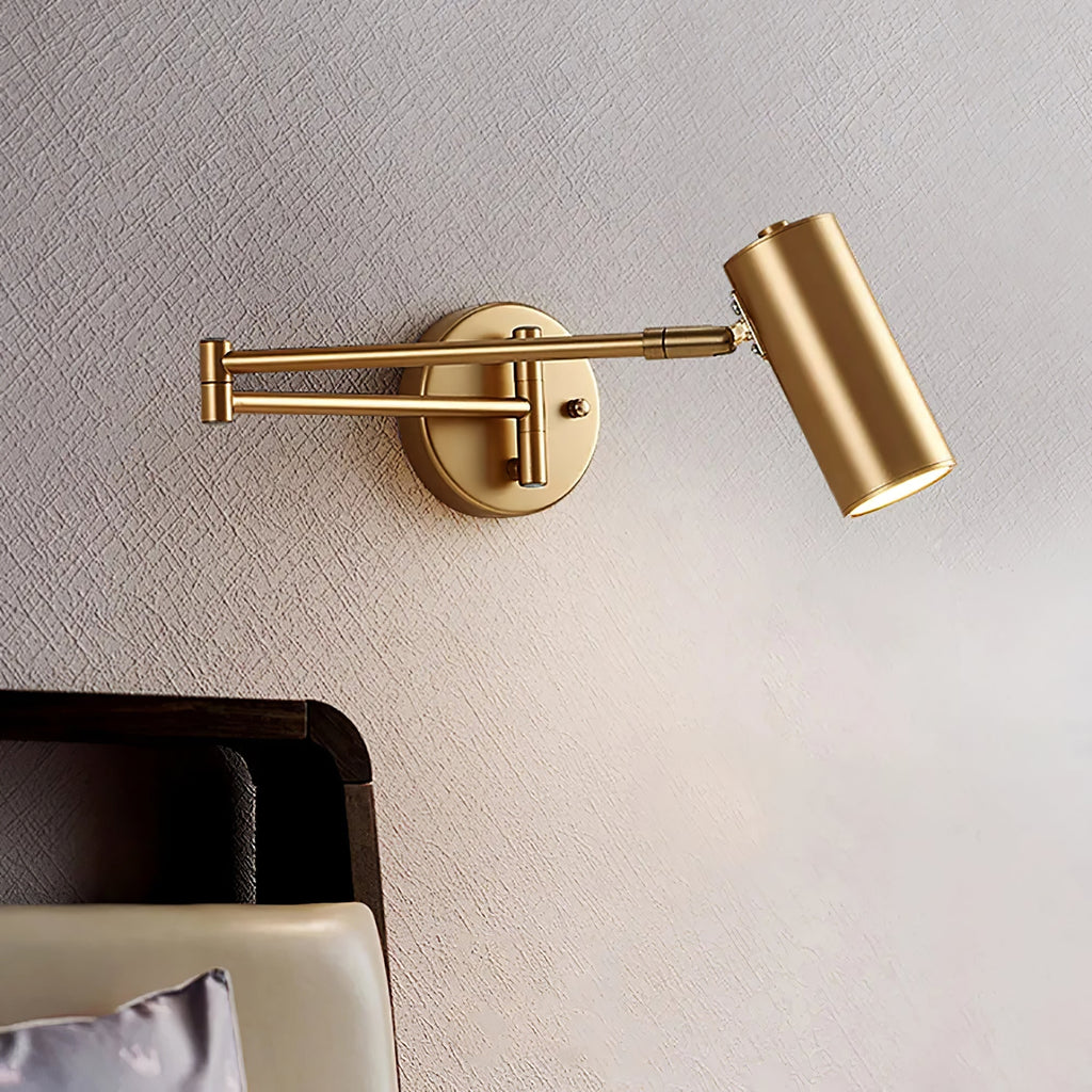 Wall Sconce with Adjustable Swing Arm and Cylindrical Shade LED Light - Image 2