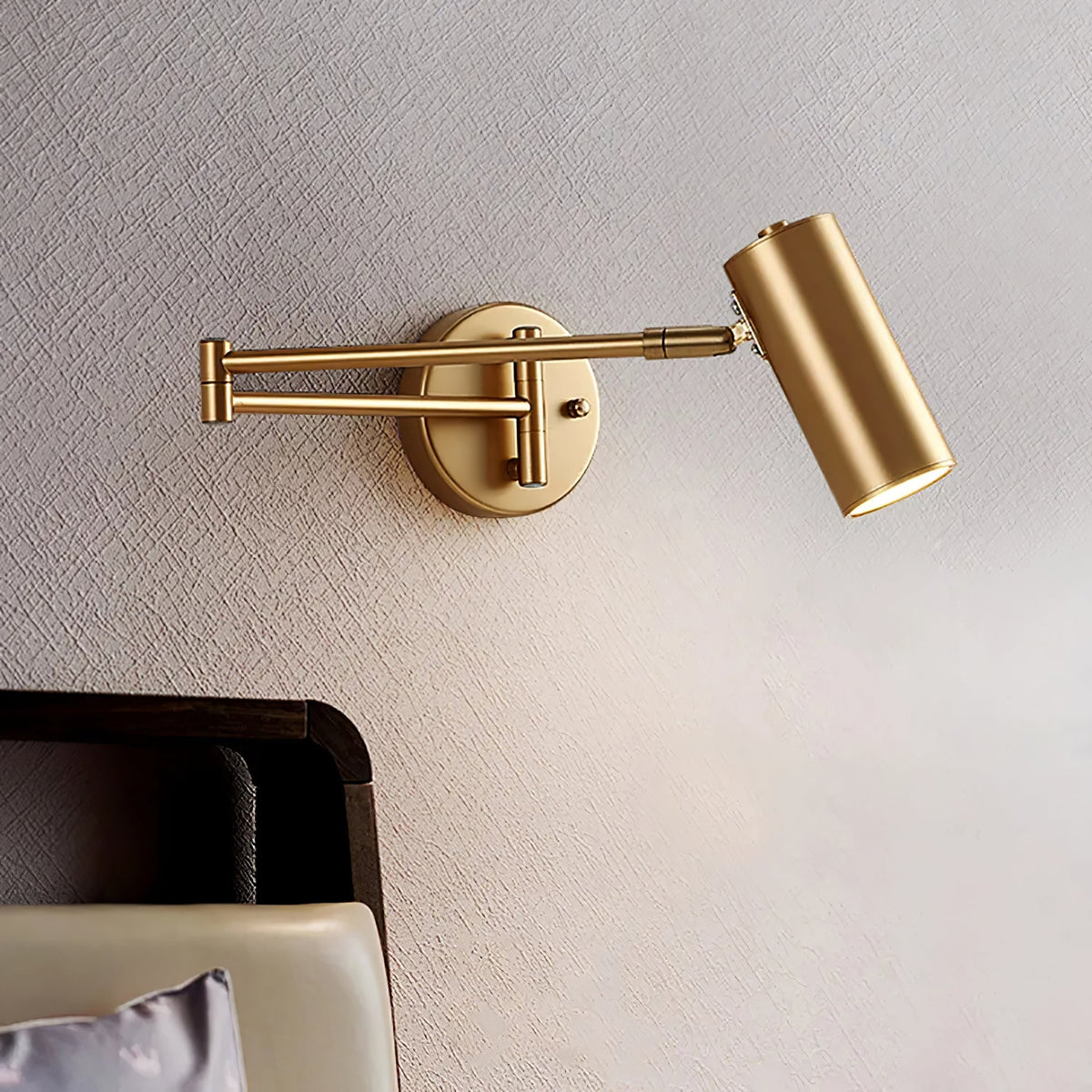 Wall Sconce with Adjustable Swing Arm and Cylindrical Shade LED Light - Image 2