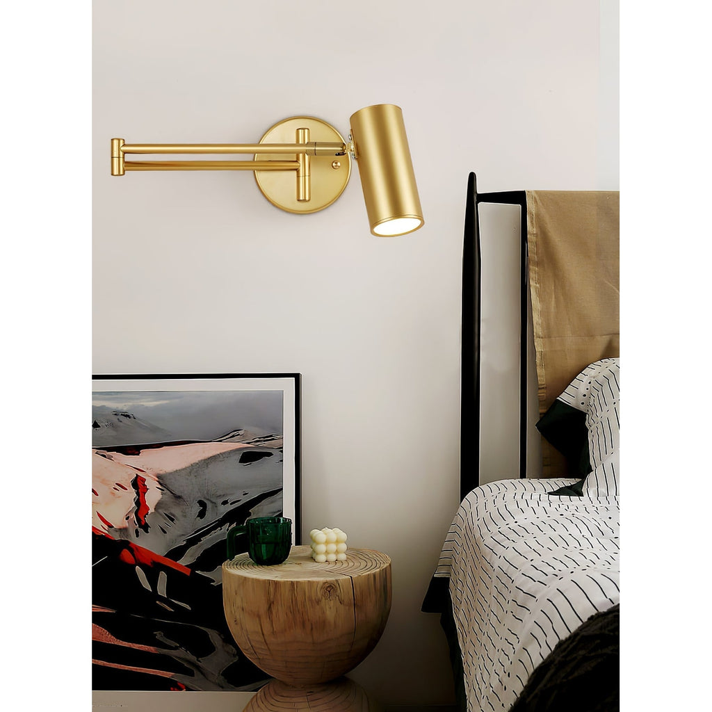 Wall Sconce with Adjustable Swing Arm and Cylindrical Shade LED Light - Image 29