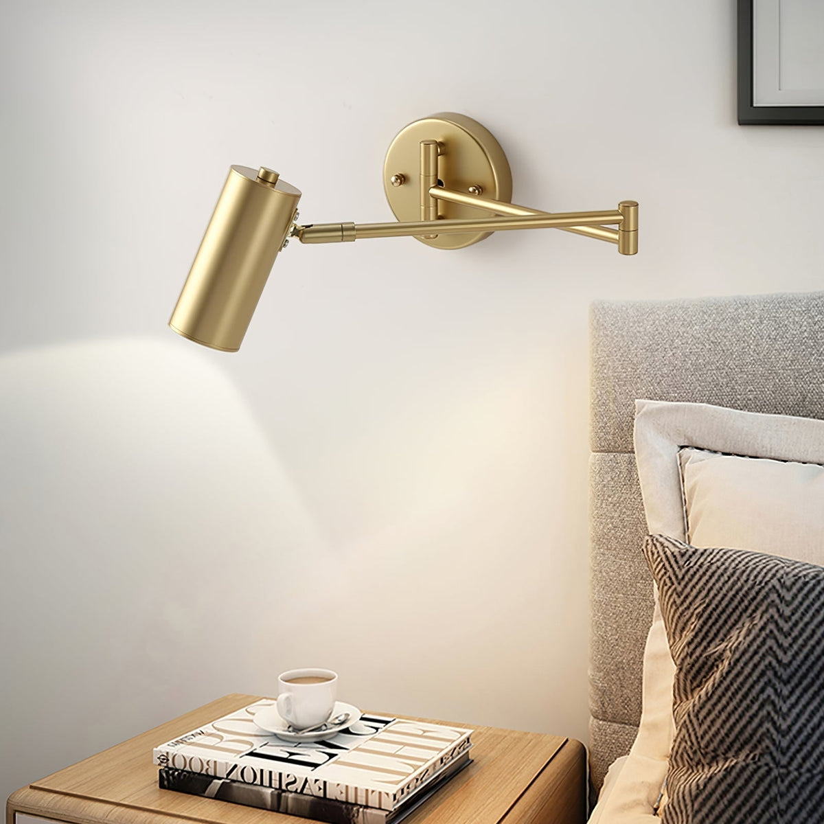 Wall Sconce with Adjustable Swing Arm and Cylindrical Shade LED Light - Image 8