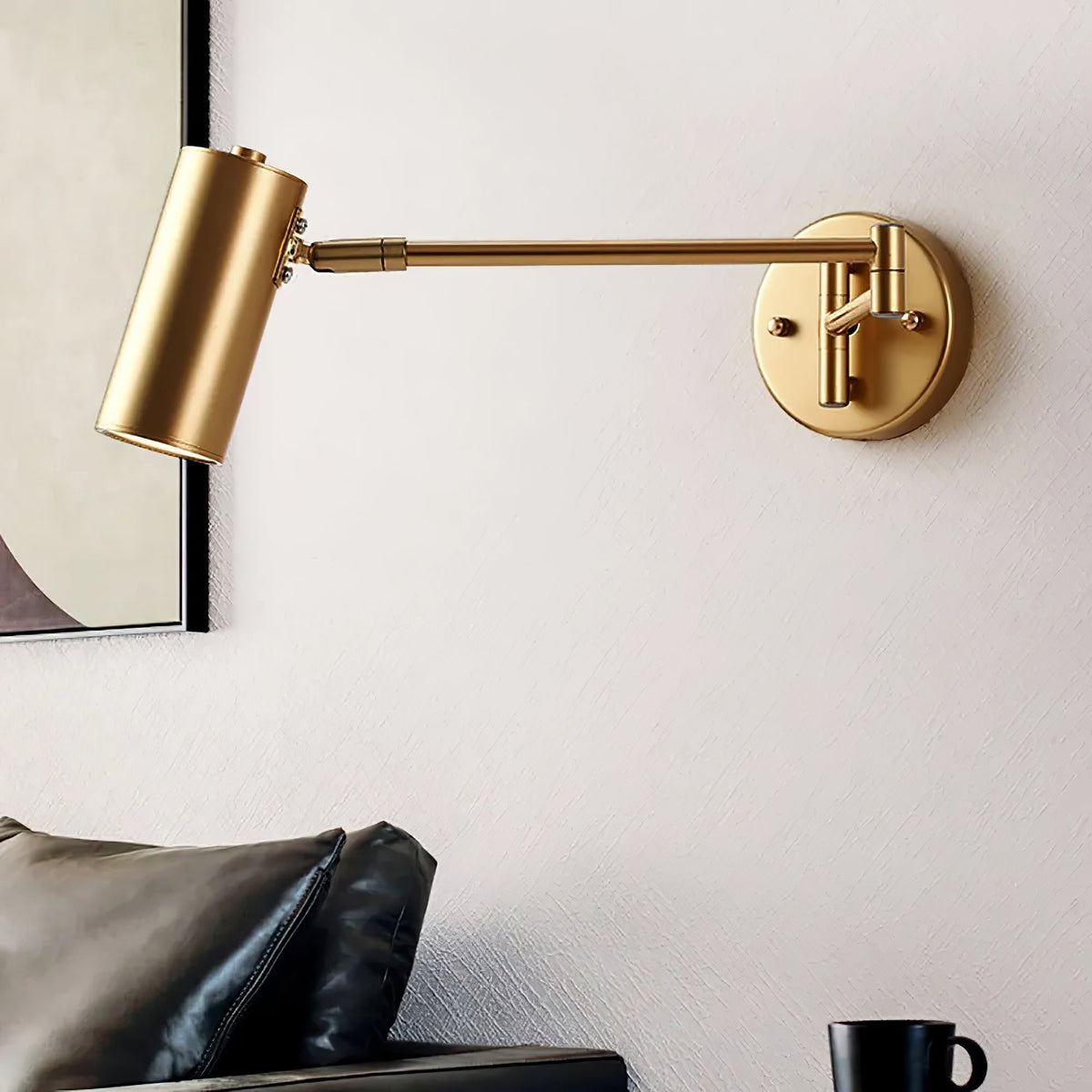 Wall Sconce with Adjustable Swing Arm and Cylindrical Shade LED Light - Image 9