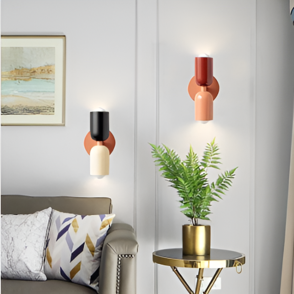 Wall Sconce with Dual Capsule Shades and Up-Down Lighting - Image 2