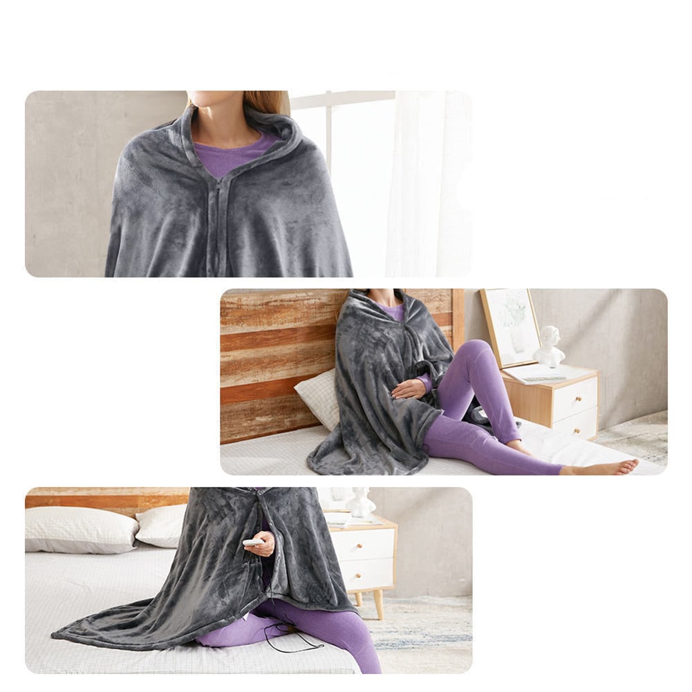 Wearable Heated Blanket Throw with USB Power and Zipper Fleece Shawl - Image 5