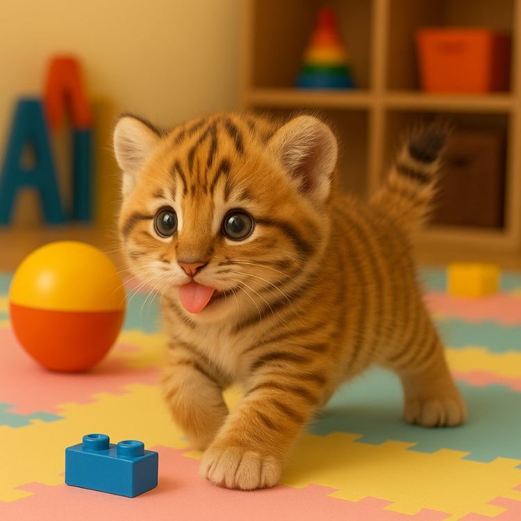 Weighted Plush Tiger Cub Toy with Interactive Walking and Tail-Wagging Movements - Image 3