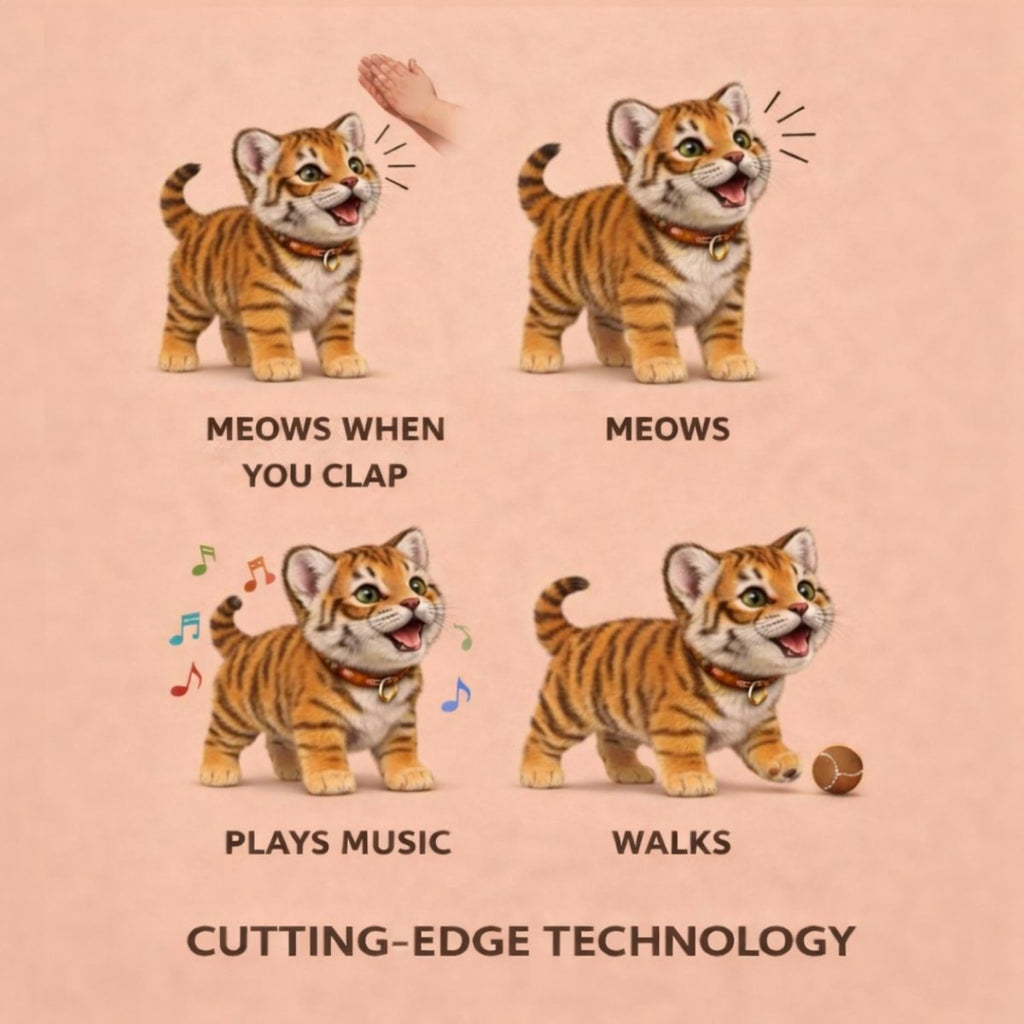 Weighted Plush Tiger Cub Toy with Interactive Walking and Tail-Wagging Movements - Image 7