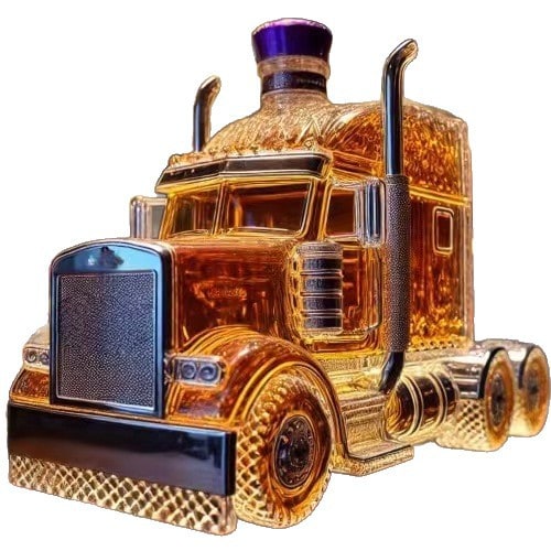Whiskey Decanter Semi-Truck Shaped Glass Bottle with Dual Exhaust Details - Image 4